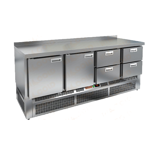 Холодильный стол HICOLD GNE 1122/BT, нижн, 4 ящика, 2 двери (-18...-10°С)